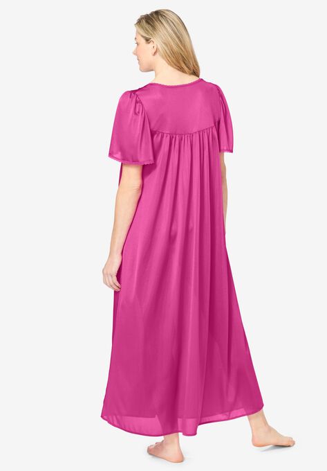 Long Silky Lace-Trim Gown , , on-hover image number null