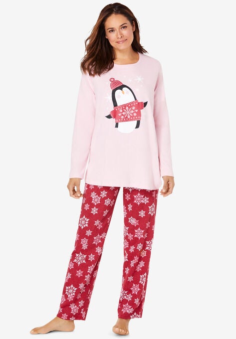 Long Sleeve Knit PJ Set , CLASSIC RED WINTER SNOW, hi-res image number null