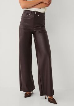 5 Pocket Faux Leather Wide Leg Pants