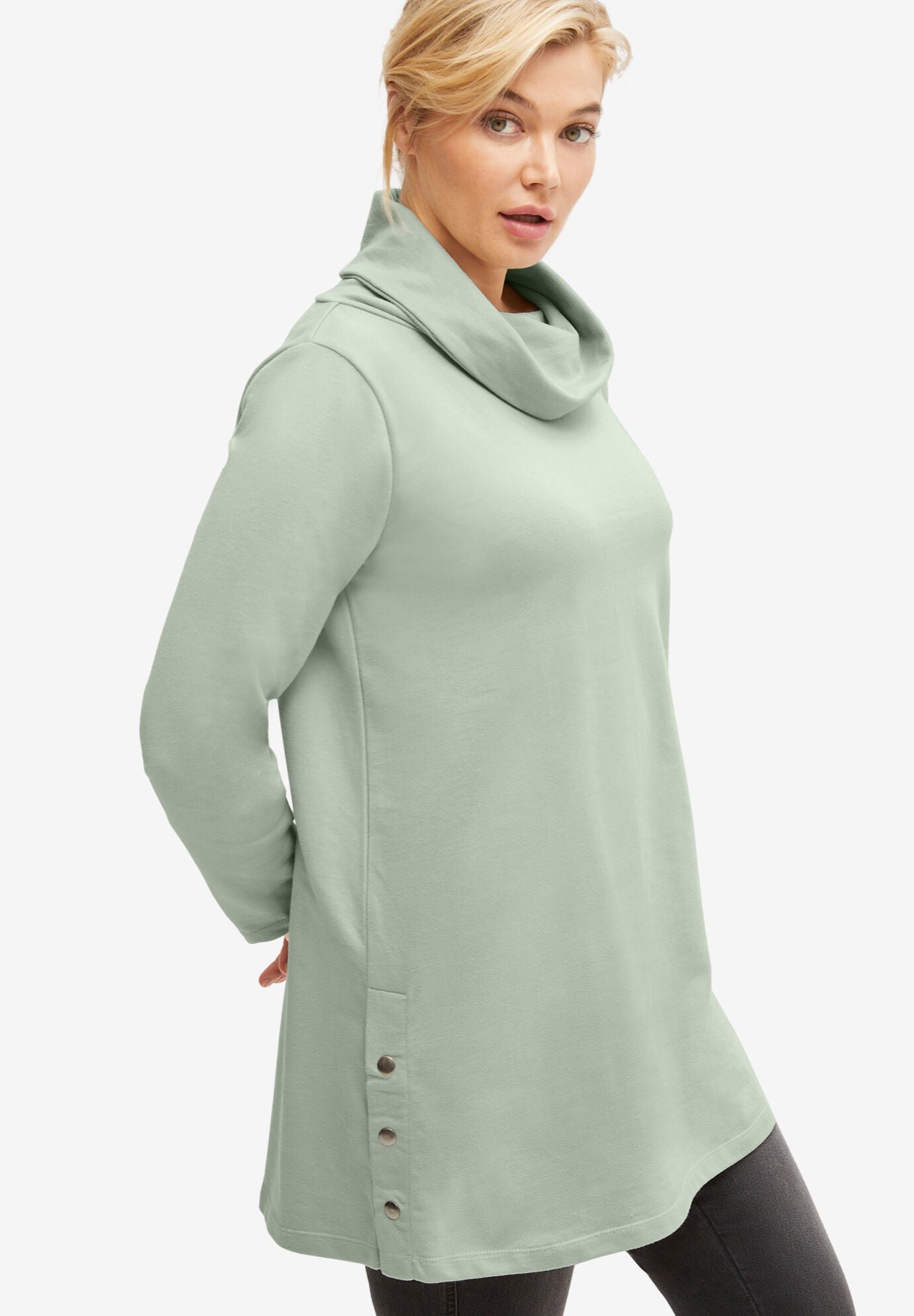 Cowl neck tunic sweatshirt store