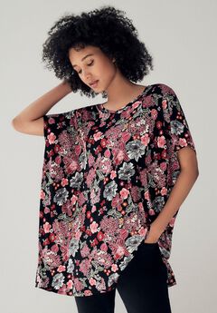 Stretch Knit Scoop Neck Oversized Tunic