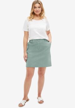 Mid-Rise Stretch Cotton Chino Skort