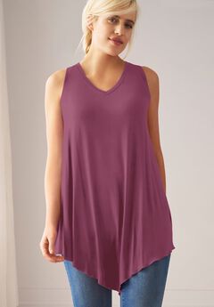 V-Neck Pointed Front A-Line Tank Top