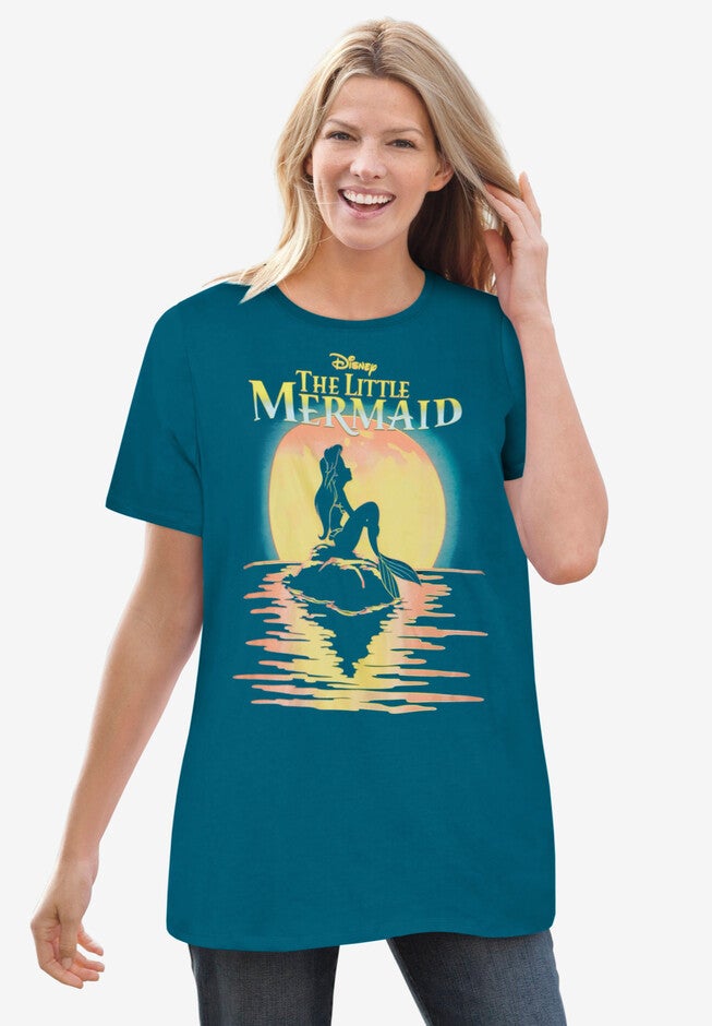 Disney Short Sleeve Little Mermaid Sunset Tee, TEAL LITTLE MERMAID, hi-res image number 0