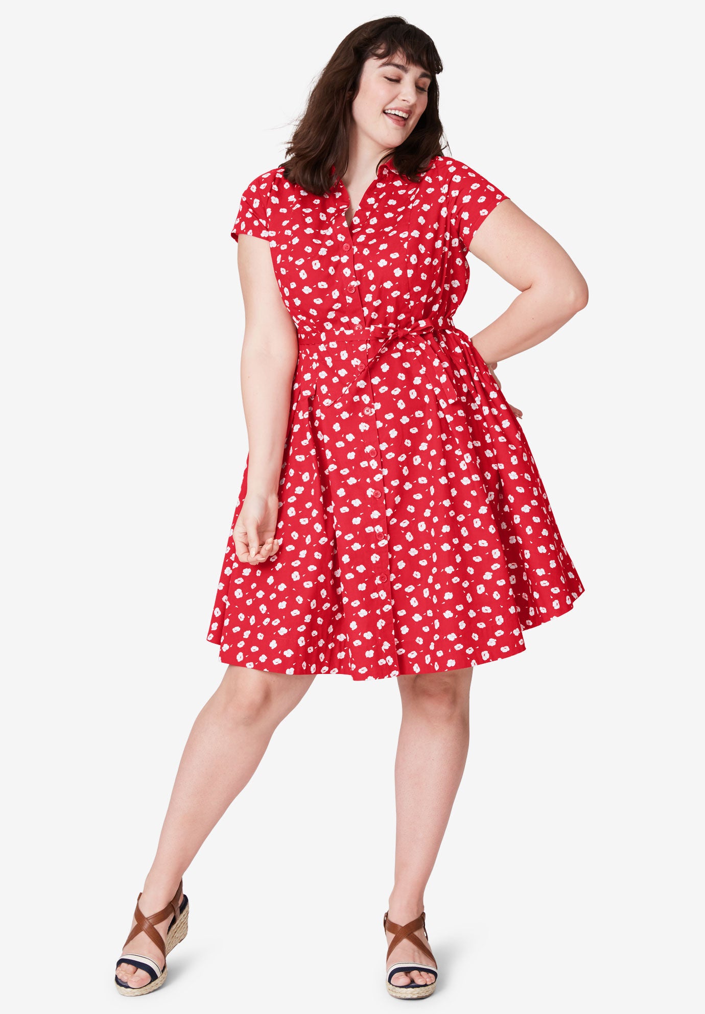 Red shirtwaist dress deals