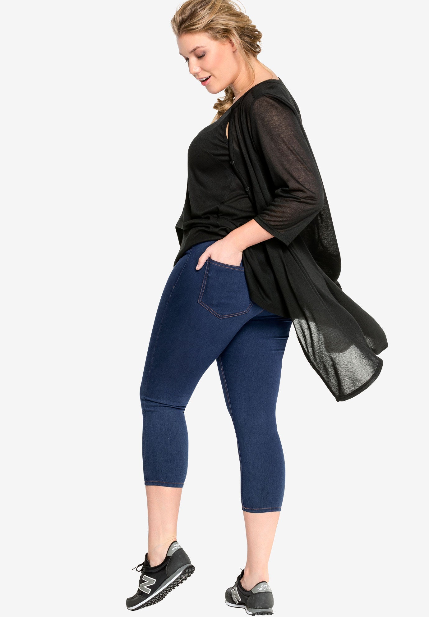 Slim Capri Jegging Mock Zipper Fly Top Stitch Indigo Catherines