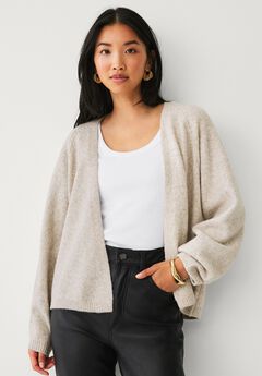 Open-front Boxy Long Sleeve Cardigan