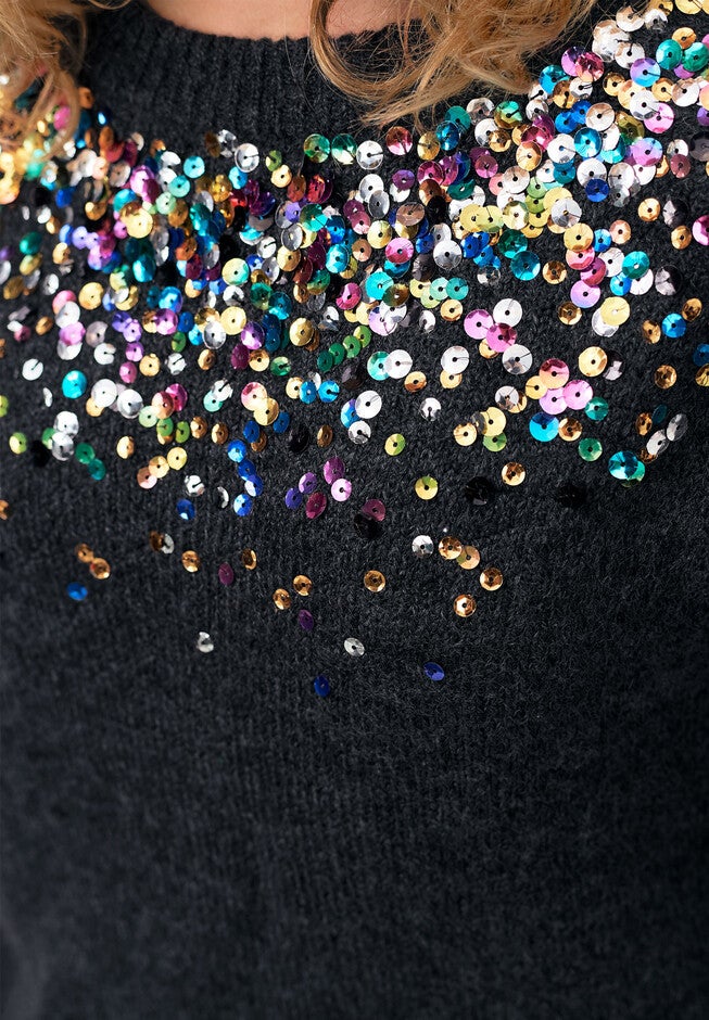 Sequin Yoke Pullover, , alternate image number null