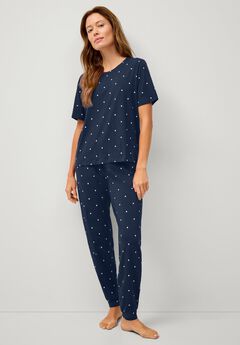 Cotton Spandex Short Sleeve Tee & Jogger 2-Piece Sleep Set