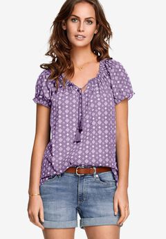 Ruffle Trim Peasant Blouse