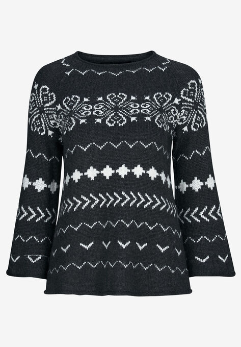 Patterned A-line Sweater, , alternate image number null