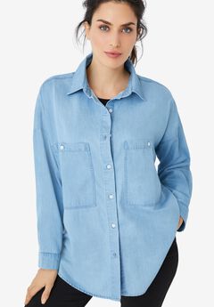 Plus Size Short Sleeve Button Down Shirts