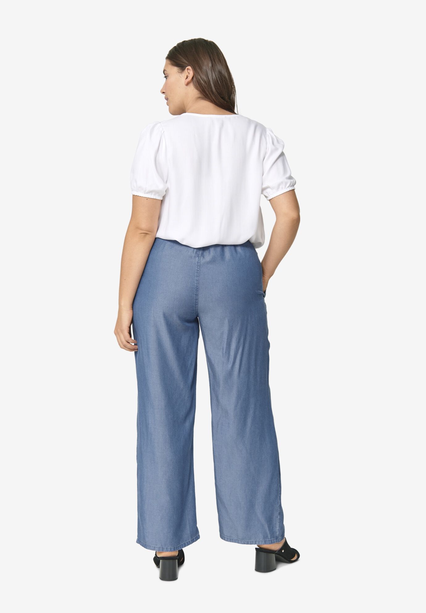 wide elastic waist jeans