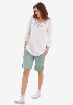 Stretch Mid-rise Cargo Convertible Bermumda Shorts