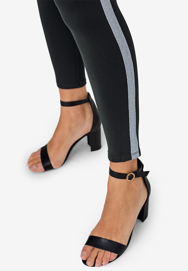 Glitter Side Stripe Ponte Leggings, , alternate image number 3