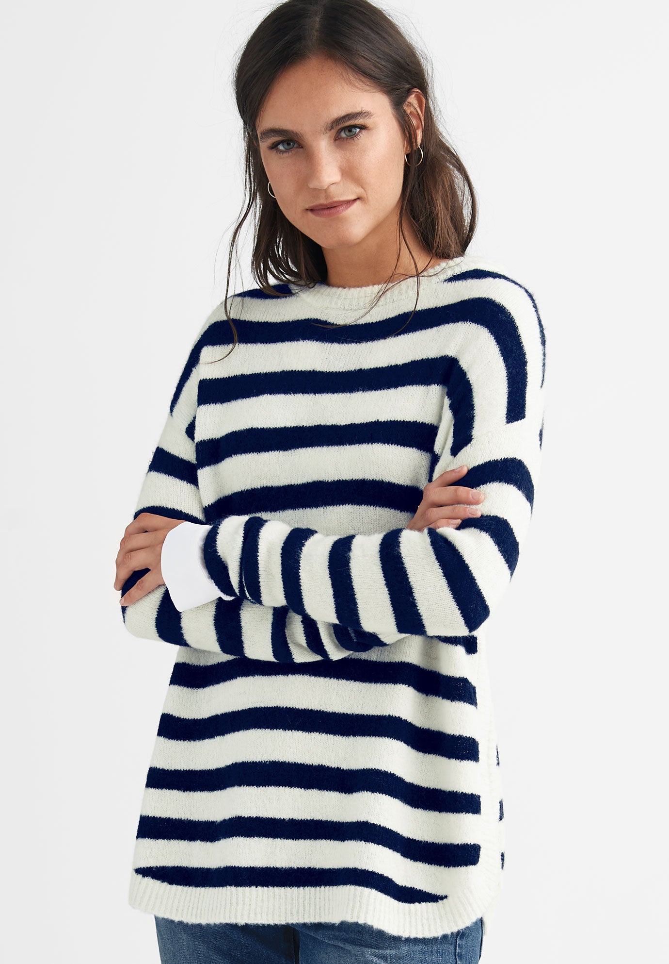 Striped tunic sweater shop
