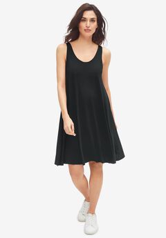 Stretch Jersey Knit A-Line Crossover Back Tank Short Dress