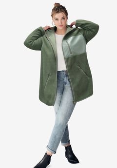 Zip Front Hooded Sherpa Jacket