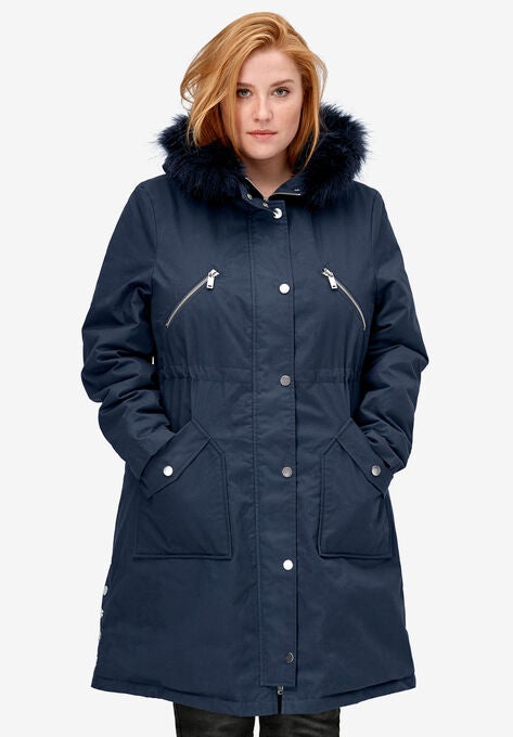 Side-Snap Zip-Front Parka, NAVY, hi-res image number null