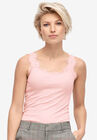 Scallop Lace Trim Tank, PALE BLUSH, hi-res image number null