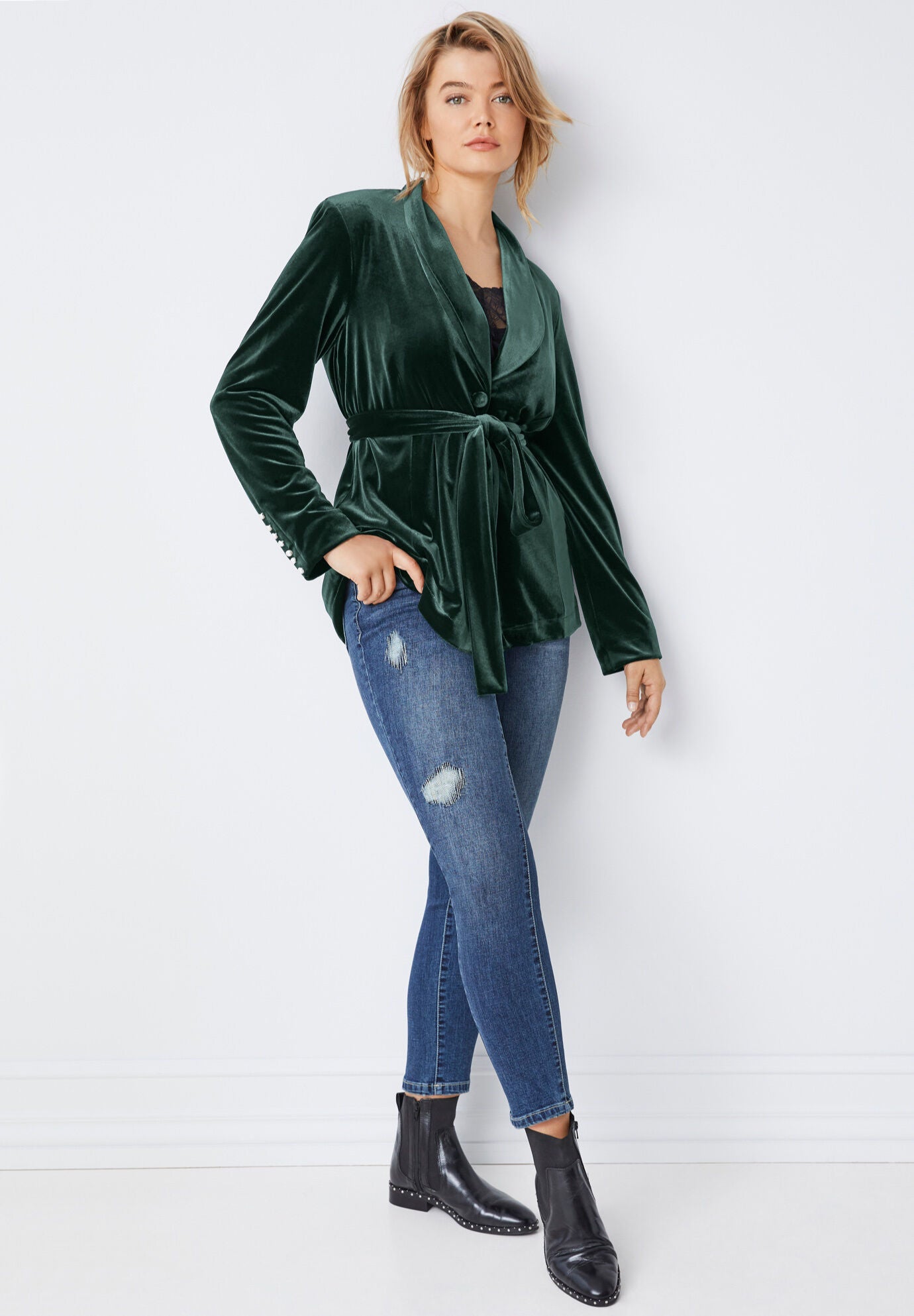 Velvet belted blazer new arrivals