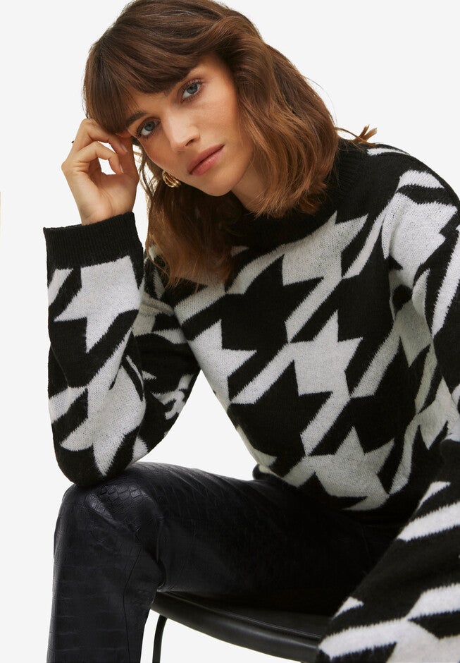Houndstooth Pullover Sweater, , alternate image number 3