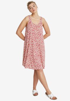 Stretch Knit Tank Crossover Back A Line Dress