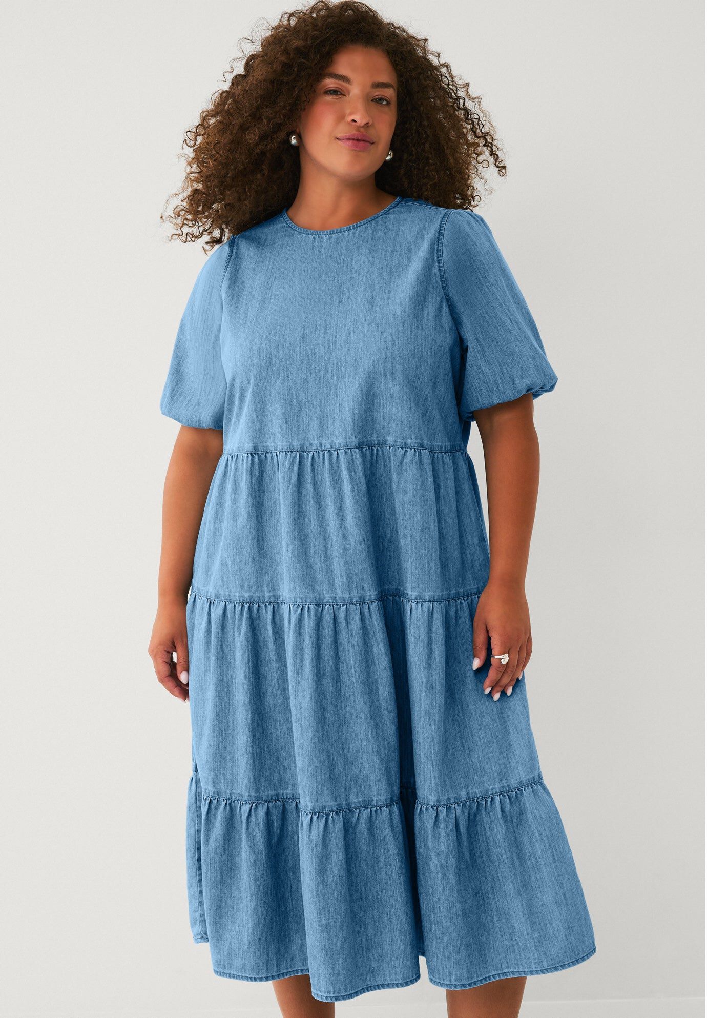 denim dressed PANELED WASHED DRESS – Crave Boutique Clarice Womens Denim Dresses Casual Color:B/W Stripe perfect for game days