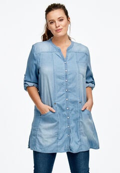 Snap Front Denim Tunic