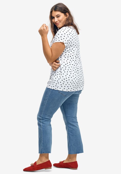 Printed cap sleeve tee, , alternate image number null