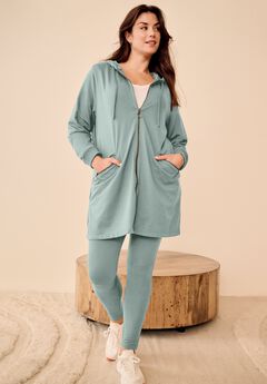 French Terry Zip-Front Hoodie With Zip Pockets