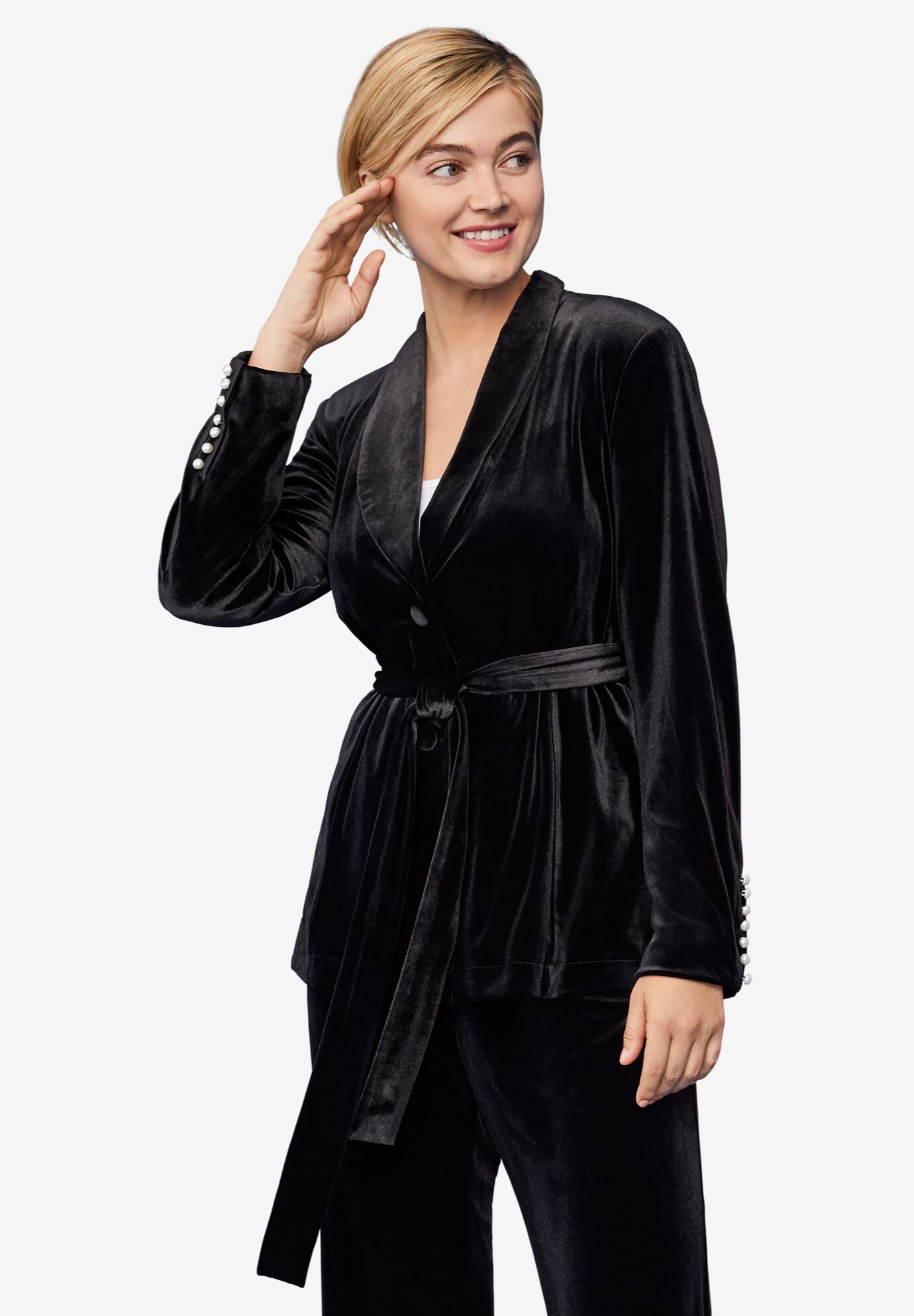 Velvet belted blazer Clearance