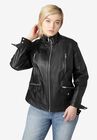 Zip Front Leather Jacket, , alternate image number null