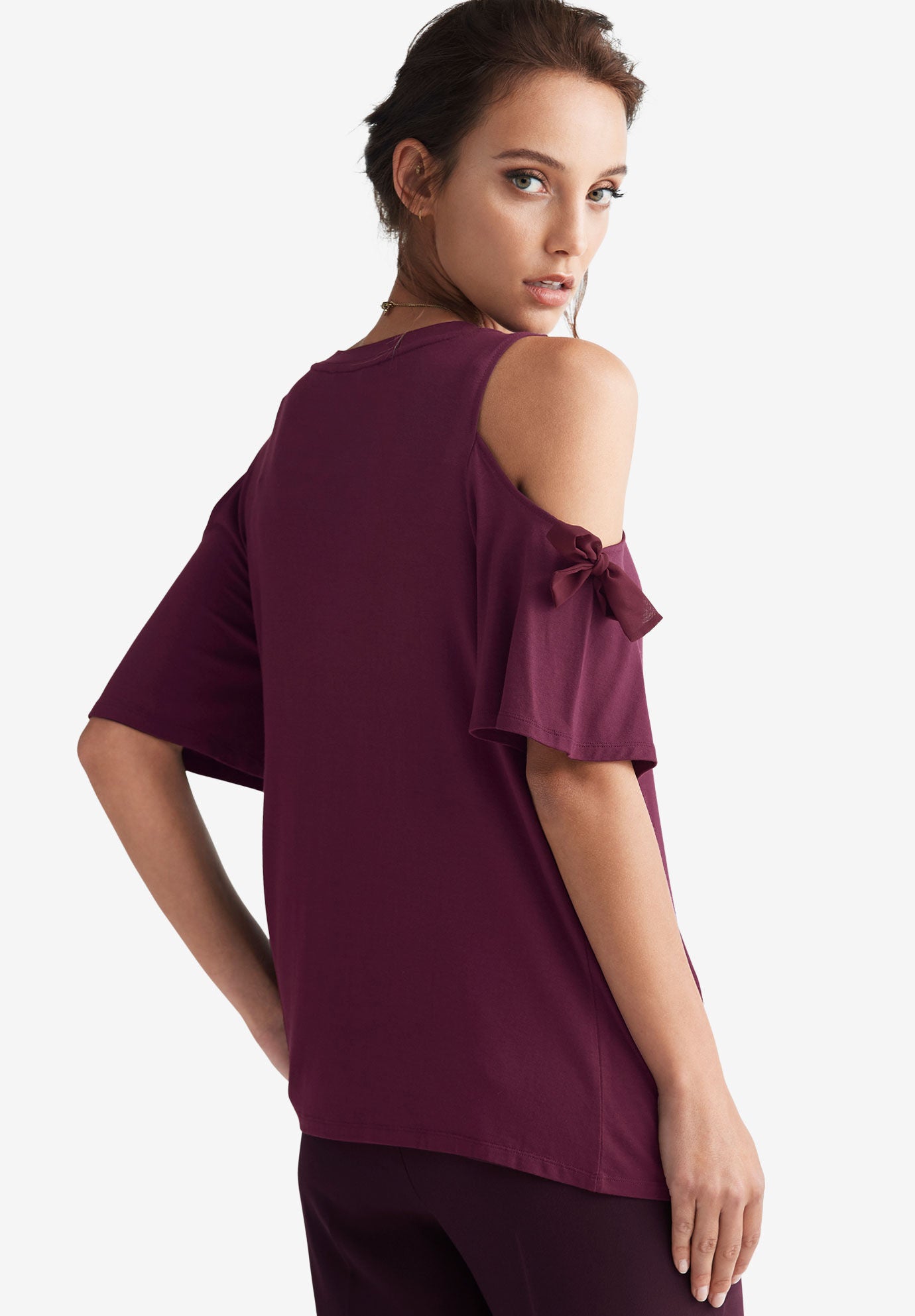 Maroon cold shoulder best sale top