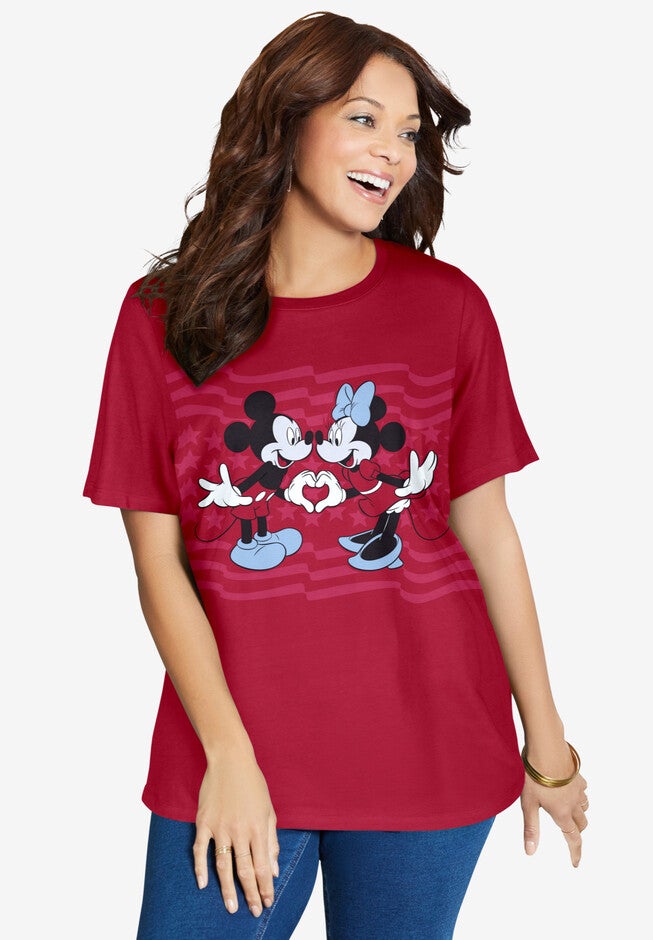 Disney Red Mickey Minnie Crewneck Tee, RED MICKEY MINNIE, hi-res image number 0