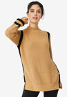 Side Stripe Mockneck Sweater, SOFT CAMEL, hi-res image number null