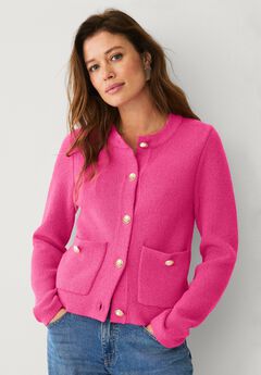 Boxy Gold Button Front Cardigan