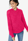 Pointelle Mockneck Pullover, PINK RASPBERRY, hi-res image number null