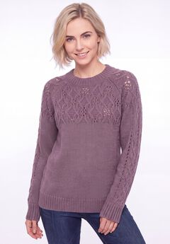 Pointelle Yoke Pullover Sweater