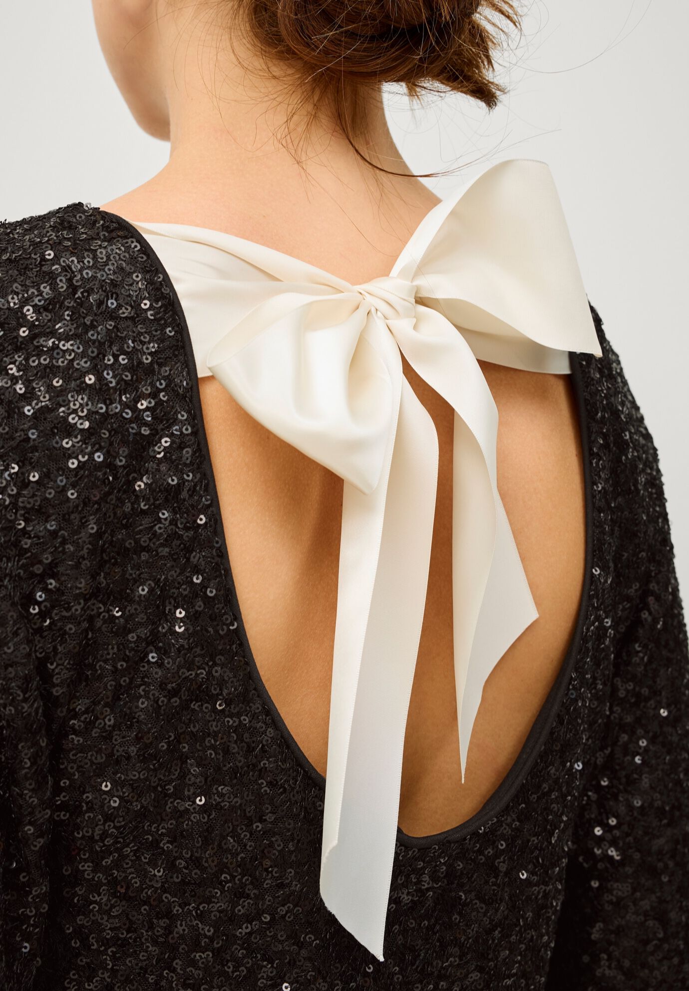 Sequin Dress With Satin Bow At Back, BLACK, alternate image number 2