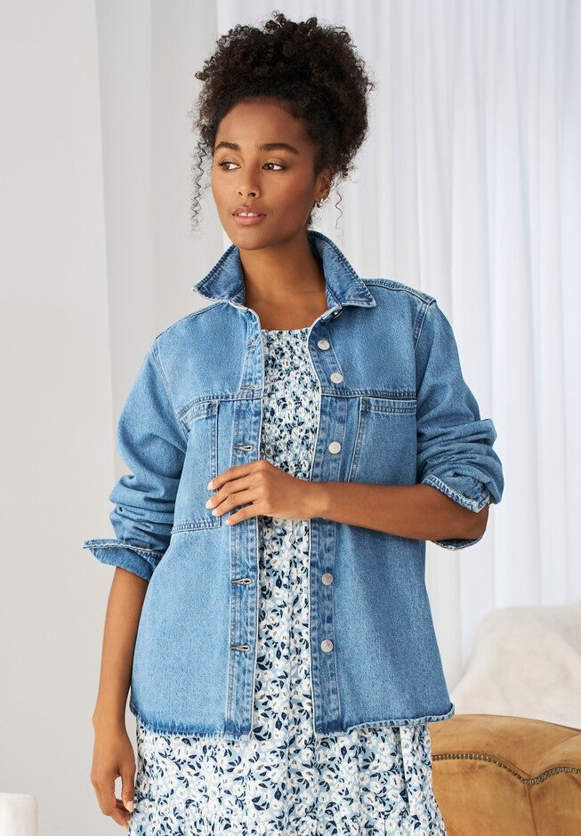Denim Shirt Jacket, STONEWASH, hi-res image number null