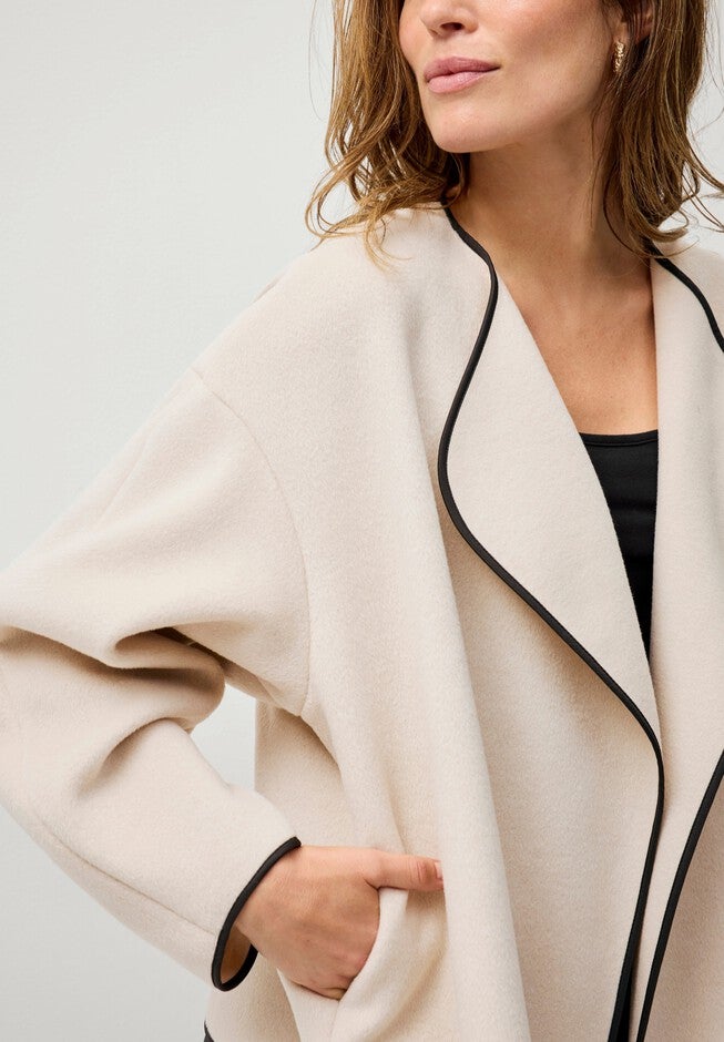 Open Drape Front Boxy Jacket, STONE, alternate image number null