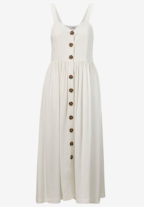 Button-Front A-Line Dress, , alternate image number null