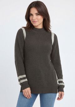 Side Stripe Mockneck Sweater