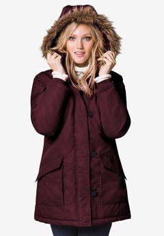 Faux Fur Trim Two-Way Zip-Front Mid-Length Parka