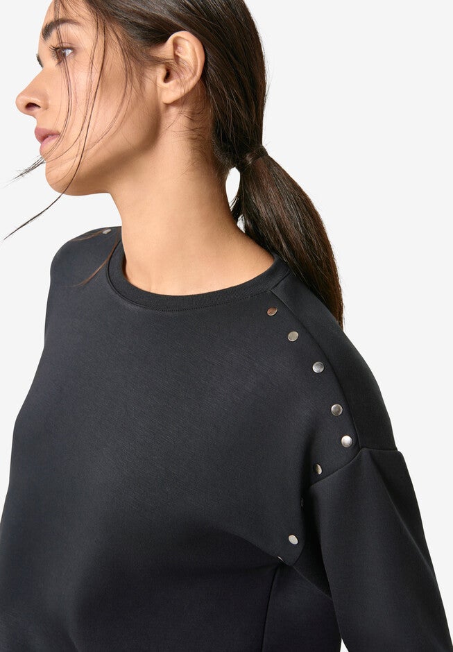Stud Trim Sweatshirt, , alternate image number null
