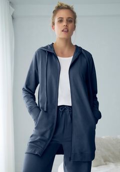 Ellos Studio French Terry Long Sleeve Zip-Front Tunic Hoodie