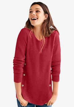 Button Trim Pullover Sweater