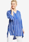Notch Neck Crinkle Tunic, RICH INDIGO WHITE STRIPE, hi-res image number null