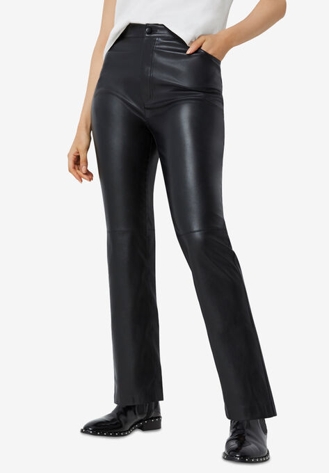 Faux Leather Trousers, BLACK, hi-res image number null